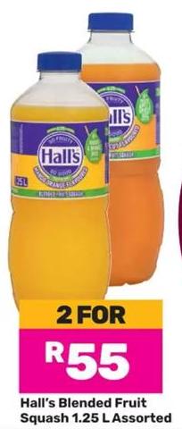 Hall's Blended Fruit Squash 1.25L Assorted