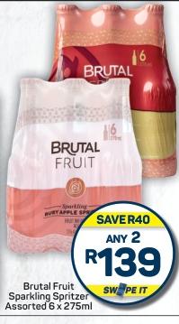 Any 2 Brutal Fruit Sparkling Spritzer Assorted 6 x 275ml