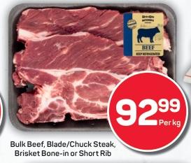 Pnp Bulk Beef, Blade/Chuck Steak, Brisket Bone-in or Short Rib 1kg