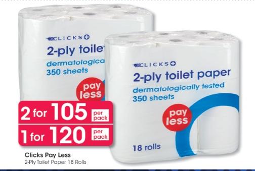 Clicks 2-ply toilet paper 18 rolls