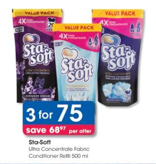 Sta-Soft Ultra Concentrate Fabric Conditioner Refill 500 ml