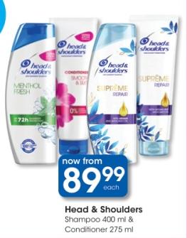 Head & Shoulders Shampoo 400 ml & Conditioner 275 ml