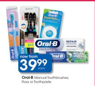 Oral-B Manual Toothbrushes, Floss or Toothpaste