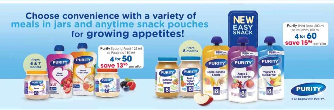 Purity Second Food 125 ml or Pouches 110 ml