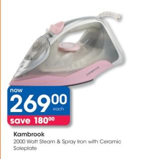 Kambrook 2000 Watt Steam & Spray Iron with Ceramic Soleplate