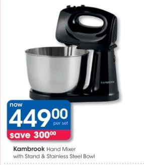 Kambrook Hand Mixer with Stand & Stainless Steel Bowl