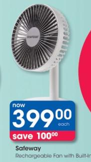 Safeway Rechargeable Fan with Built-In