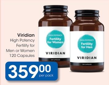 Viridian High Potency Fertility for Men or Women 120 Capsules