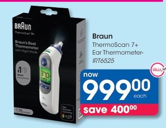 Braun ThermoScan 7+ Ear Thermometer-IRT6525