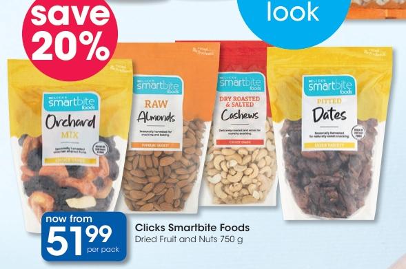 Clicks Smartbite Foods Dried Fruit and Nuts 750g