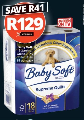 Baby Soft Supreme Quilts 2-Ply Toilet Rolls 18 per pack