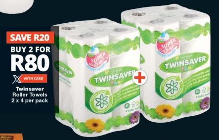 Twinsaver Roller Towels 2 x 4 per pack