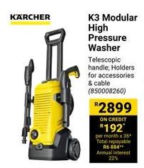 K3 Modular High Pressure Washer with telescopic handle and holders for accessories & cable