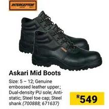 Interceptor Askari Mid Boots, Size: 5 – 12