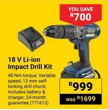 Ryobi 18 V Li-ion Impact Drill Kit