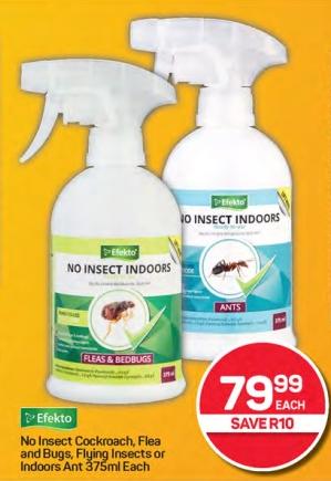 Efekto No Insect Cockroach, Flea and Bugs, Flying Insects or Indoors Ant 375ml Each