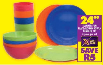 Summer Fun Plate/Round Bowl/Tumbler Set 4-piece per set