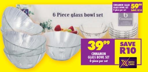 Cinnamon Glass Bowl Set 6-piece per set