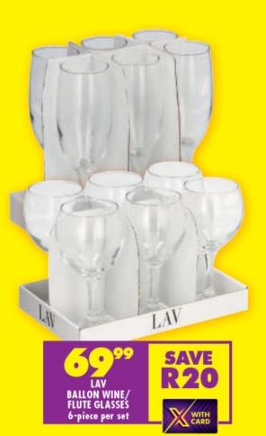 LAV Ballon Wine/Flute Glasses 6-piece per set