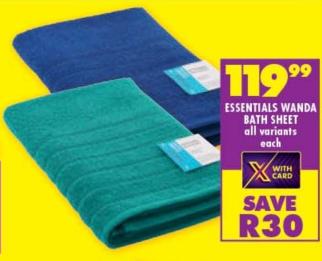 ESSENTIALS WANDA BATH SHEET all variants each