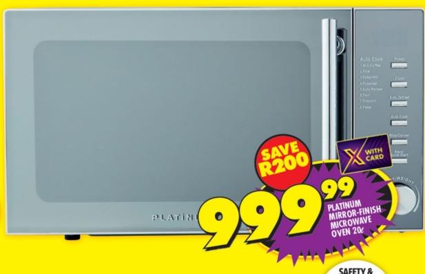 Platinum Mirror-Finish Microwave Oven 20L