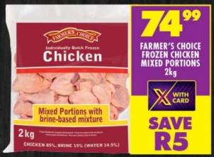 Farmer's Choice Frozen Chicken Mixed Portions 2kg