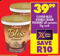 Clover Bliss Double Cream Yoghurt all variants 1kg each