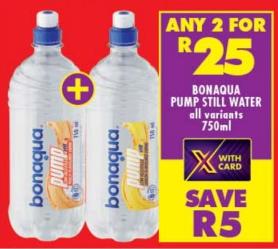 Any 2 Bonaqua Pump Still Water all variants 750ml