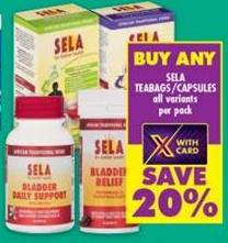 SELA Teabags/Capsules all variants per pack