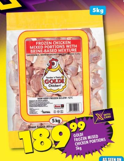 GOLDI FROZEN MIXED CHICKEN PORTIONS 5kg