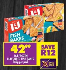 I&J Frozen Flavoured Fish Bakes 360g per pack