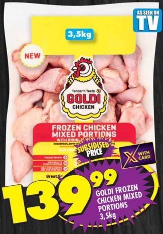 Goldi Frozen Chicken Mixed Portions, 3.5kg