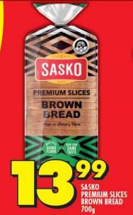 SASKO PREMIUM SLICES BROWN BREAD 700g