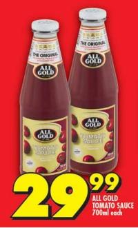 ALL GOLD TOMATO SAUCE 700ml each