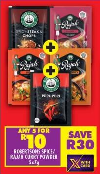 Robertsons Spice/Rajah Curry Powder Any 5x7g