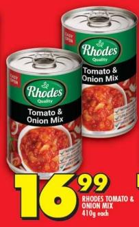 Rhodes Tomato & Onion Mix 410g Each