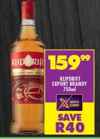 Klipdrift Export Brandy 750ml