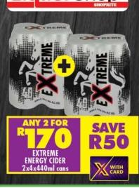 EXTREME ENERGY CIDER Any 2x 4x440ml cans