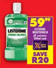 Listerine Mouthwash Fresh Burst 500ml