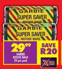 Garbie Super Saver Refuse Bags 20 per pack