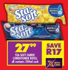 Sta-Soft Fabric Conditioner Refill 500ml Each