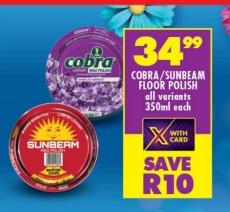 COBRA/SUNBEAM FLOOR POLISH all variants 350ml each