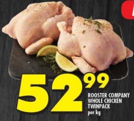 Rooster Company Whole Chicken Twinpack Per Kg