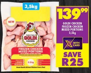 Goldi Chicken Frozen Chicken Mixed Portions 3.5kg