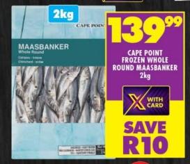 Cape Point Frozen Whole Round Maasbanker 2kg