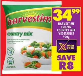 HARVESTIME FROZEN COUNTRY MIX VEGETABLES 900g