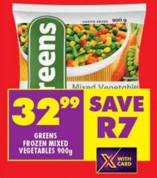 Greens Frozen Mixed Vegetables 900g