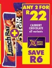 Any 2 Cadbury Chocolate all variants