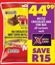 Nestlé Chocolate Bar Fun Bag all variants each