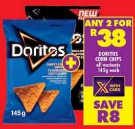 Any 2 Simba Doritos Corn Chips all variants 145g each